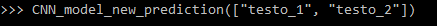 Esempio di utilizzo della funzione in una sessione python.