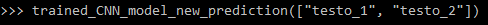 Esempio di utilizzo della funzione in una sessione python.